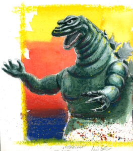 Godzilla, ca. 20 x 30 cm, 300 € ohne Rahmen